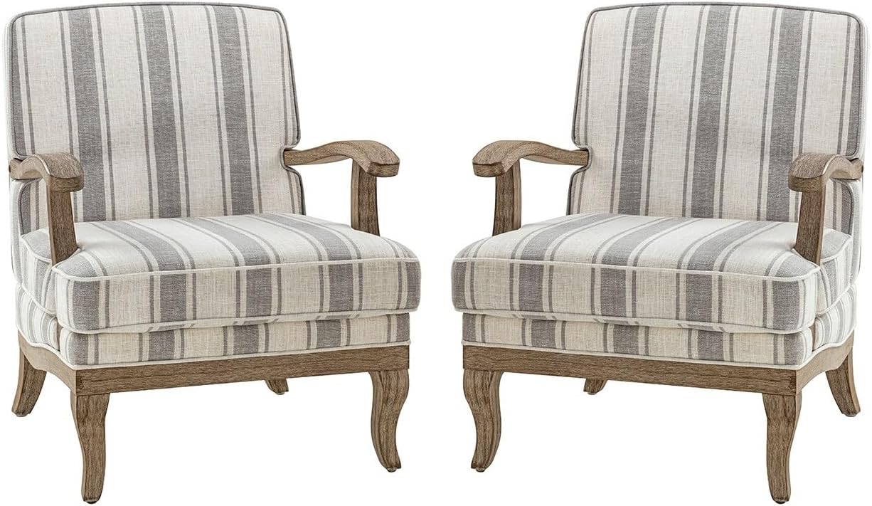Polyester Armchair with Solid Wood Legs Set of 2 I7561