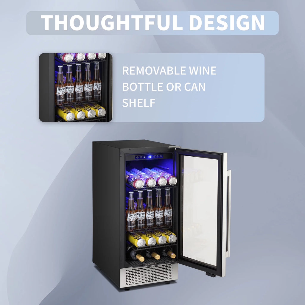 15 inch Beverage Refrigerator with Clear Glass Door Y85016