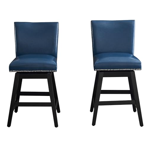 White Upholstered Swivel Bar Stools Set of 2 V321