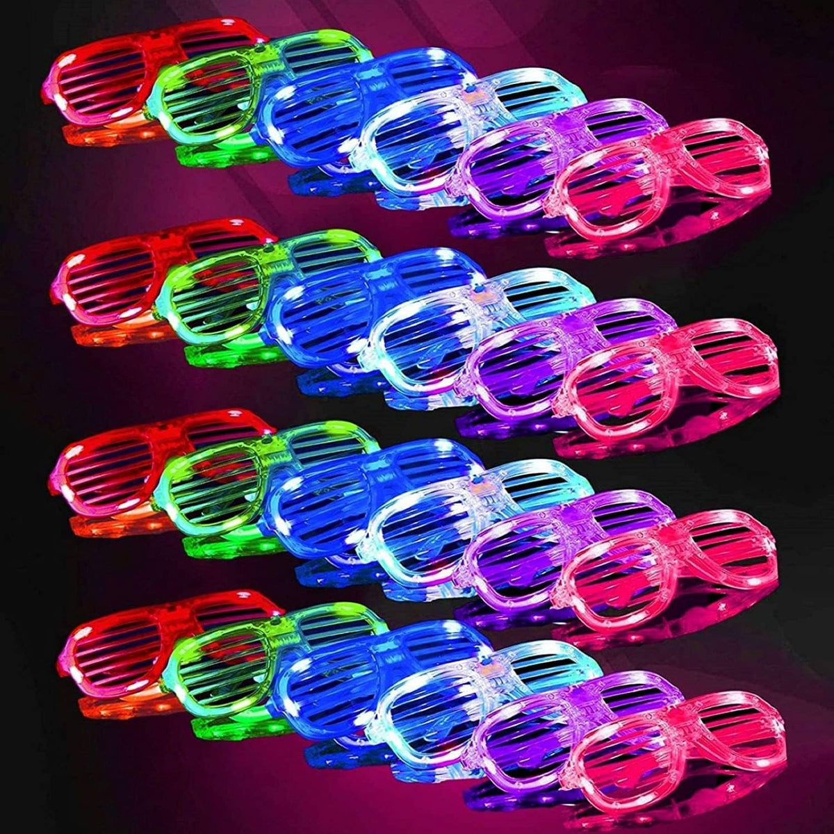 20Pack LED Glow Glasses Plastic Shutter Shades W8702