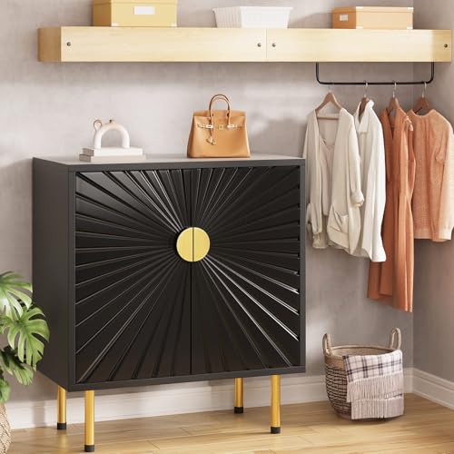 White Accent Storage Cabinet with Gold Handle Set 2 R5102
