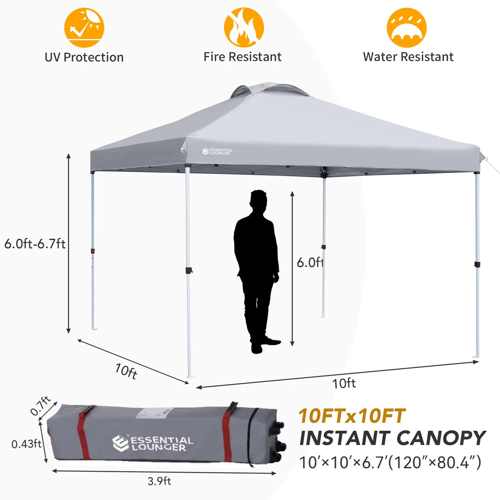 Grey 10x10ft Pop Up Outdoor Canopy Tent with Wheeled Carrying Bag I313004