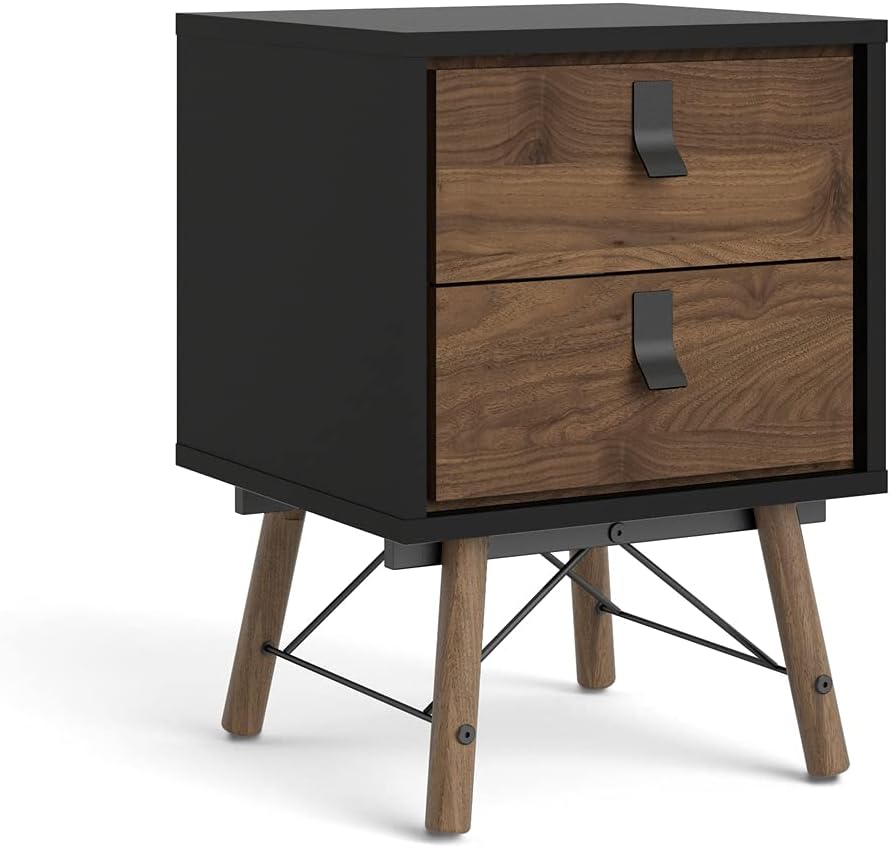 Black Matte 2 Drawer Nightstand V775173