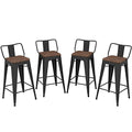 Distressed White 30 Inch Metal Bar Stools Set of 4 K3604