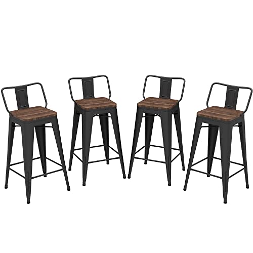 Distressed White 30 Inch Metal Bar Stools Set of 4 K3604