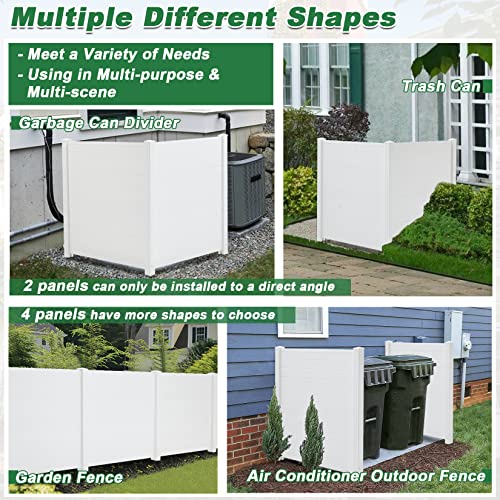 White 2 Panel Outdoor Privacy Screen with Iron Stakes M4754