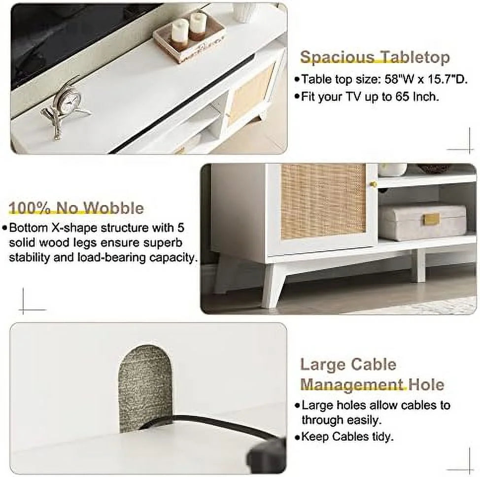 TV Stand with Natural Rattan Door I36880