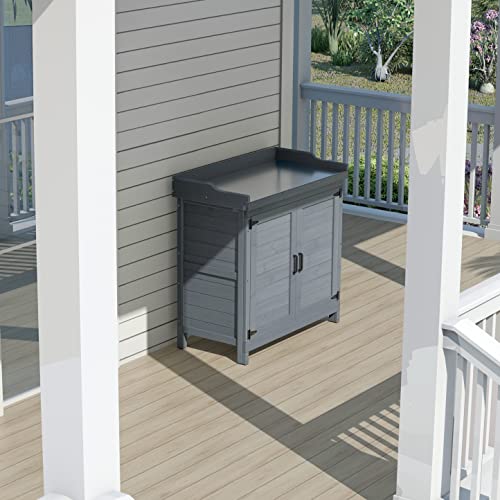 Natural Wooden Storage Cabinet with Potting Bench Z6868