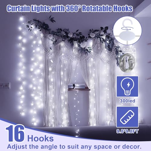 19.6ft x 9.8ft Warm White Curtain String Light Q3334