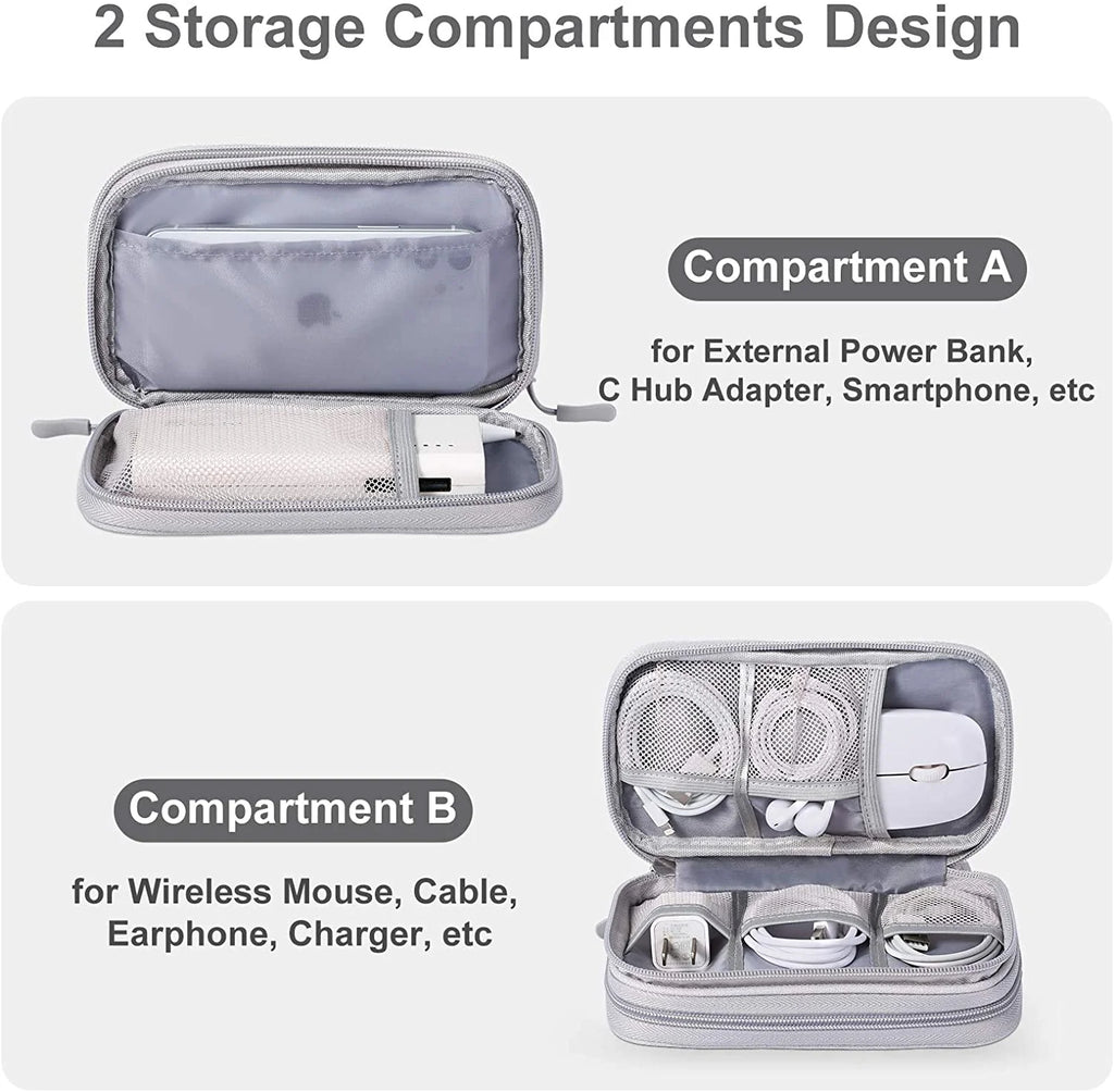 Compact Light Grey Travel Electronics Organizer Bag Y9743