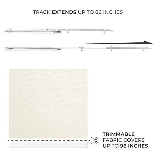 Blackout Adjustable Sliding Panel Track Blind, Up to 86 inchw x 96 inchh, Ivory X163