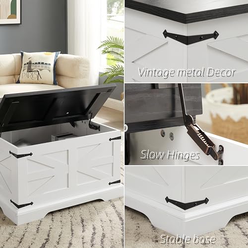 Farmhouse Lift Top Coffee Table, 31.5" Square Wood Center Table with Hidden Storage Compartment H1814