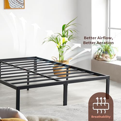 18 Inch Tall Heavy Duty Steel Slat Bed Frame Full Black D895