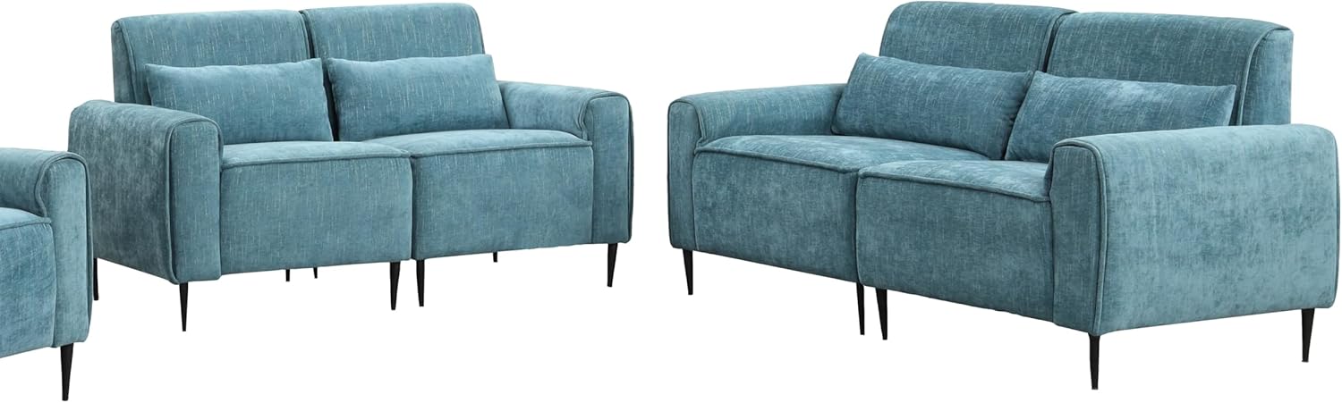 Blue Chenille Sofa Loveseat Set H44735