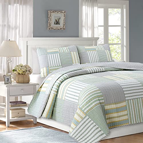 100% Cotton Reversible Patchwork Quilt Bedding Set Queen-3 Piece D640