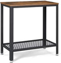 Industrial Rustic Brown Side Table with Mesh Shelf D832799