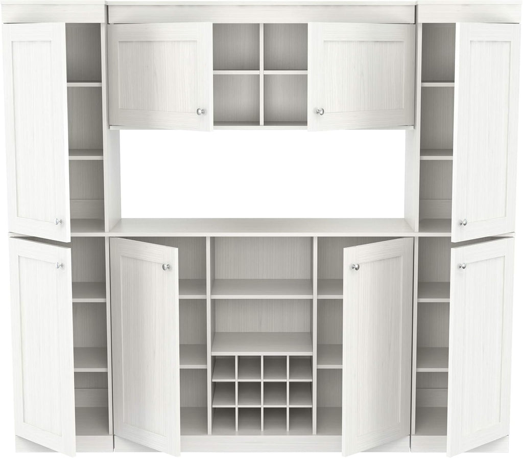 4-Piece Buffet Storage System with 2 Tall/Slim Cabinets, Washed Oak G9794