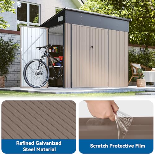 Black Galvanized Steel Triple Doors Lean to Shed K7156