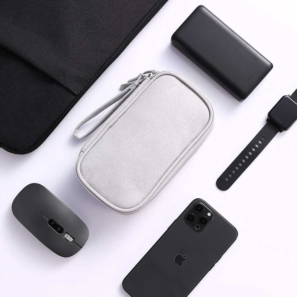 Compact Light Grey Travel Electronics Organizer Bag Y9743