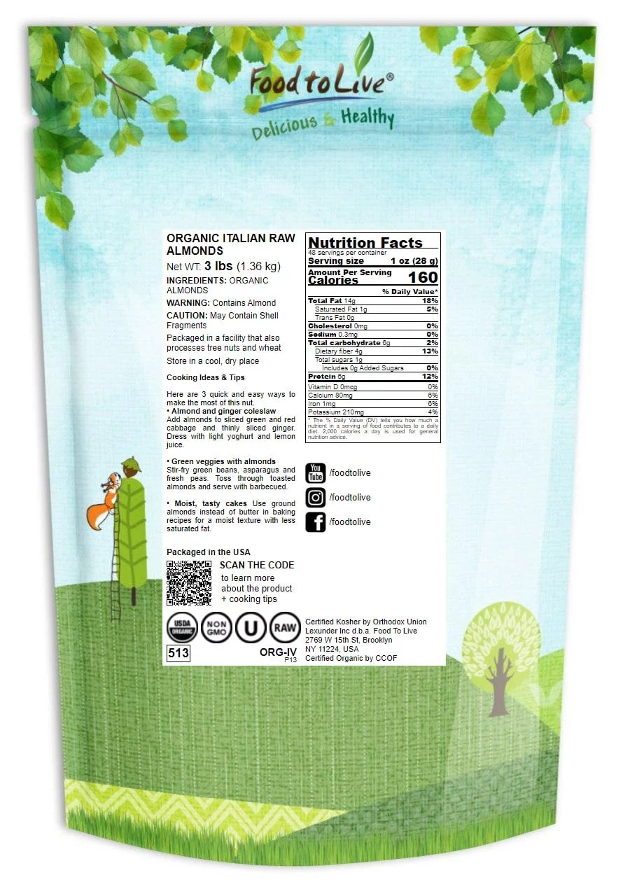Organic Raw Almonds, 3 Pounds S66177