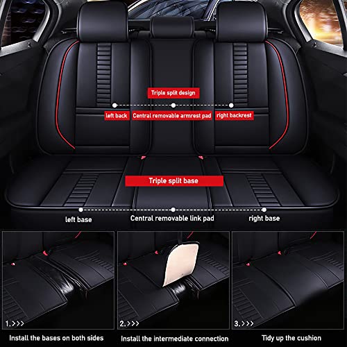 Black Leather 5 Car Seat Covers I363