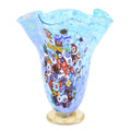 Aqua Murano Glass Millefiori Vase I488