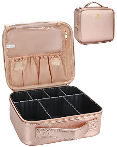 13.8 inches Large Black Cosmetic Case with Adjustable Dividers and Shoulder Strap D986