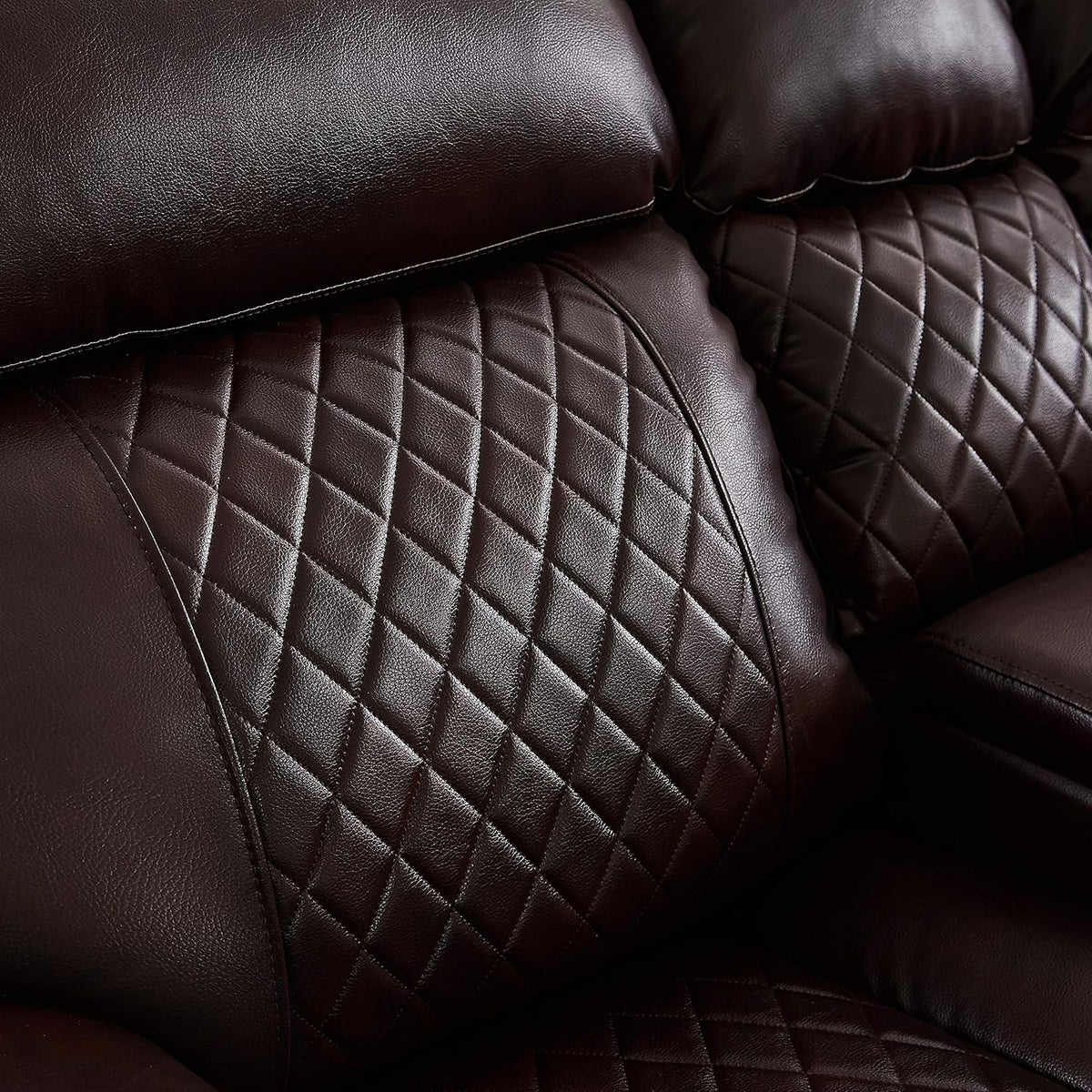 Brown PU Leather L Shape Reclining Sectional Sofa T9768