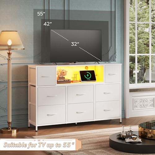 8 Drawer Fabric Dresser with LED Lights Q1778