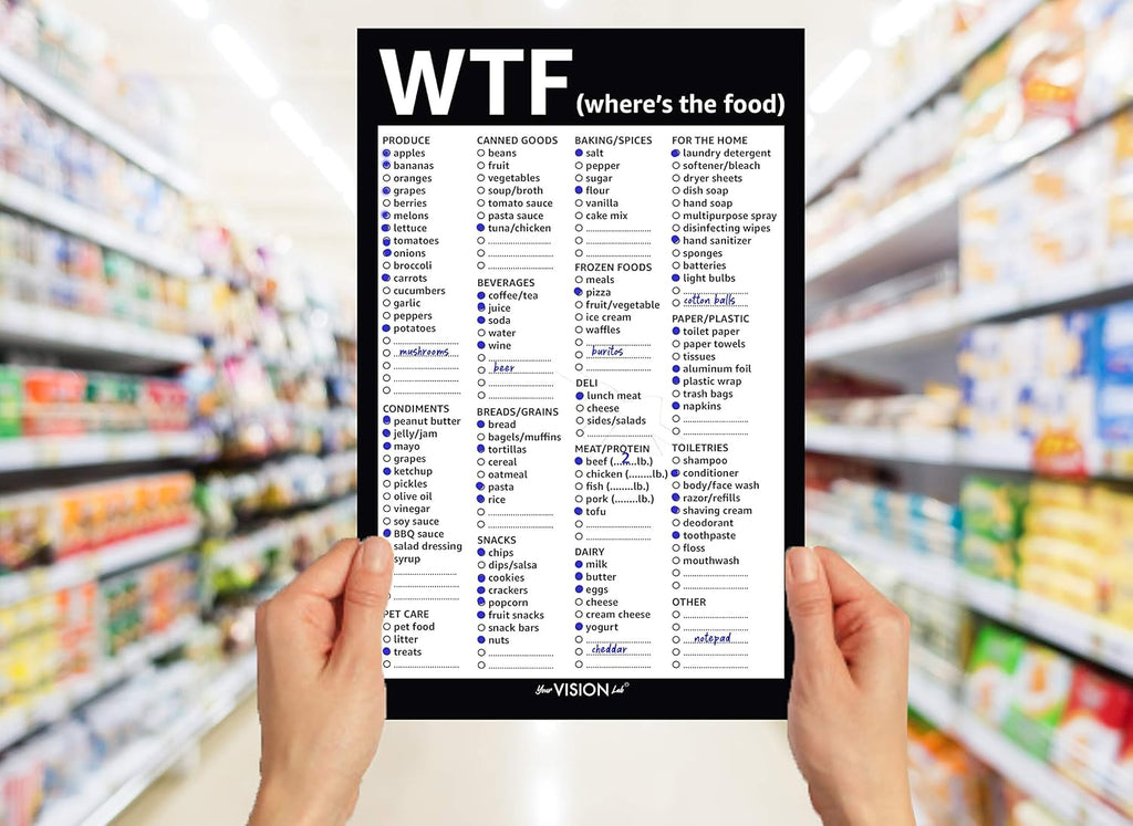 50 Sheets 8.5" x 5.5" Grocery List Pad with Fridge Magnet Q1114