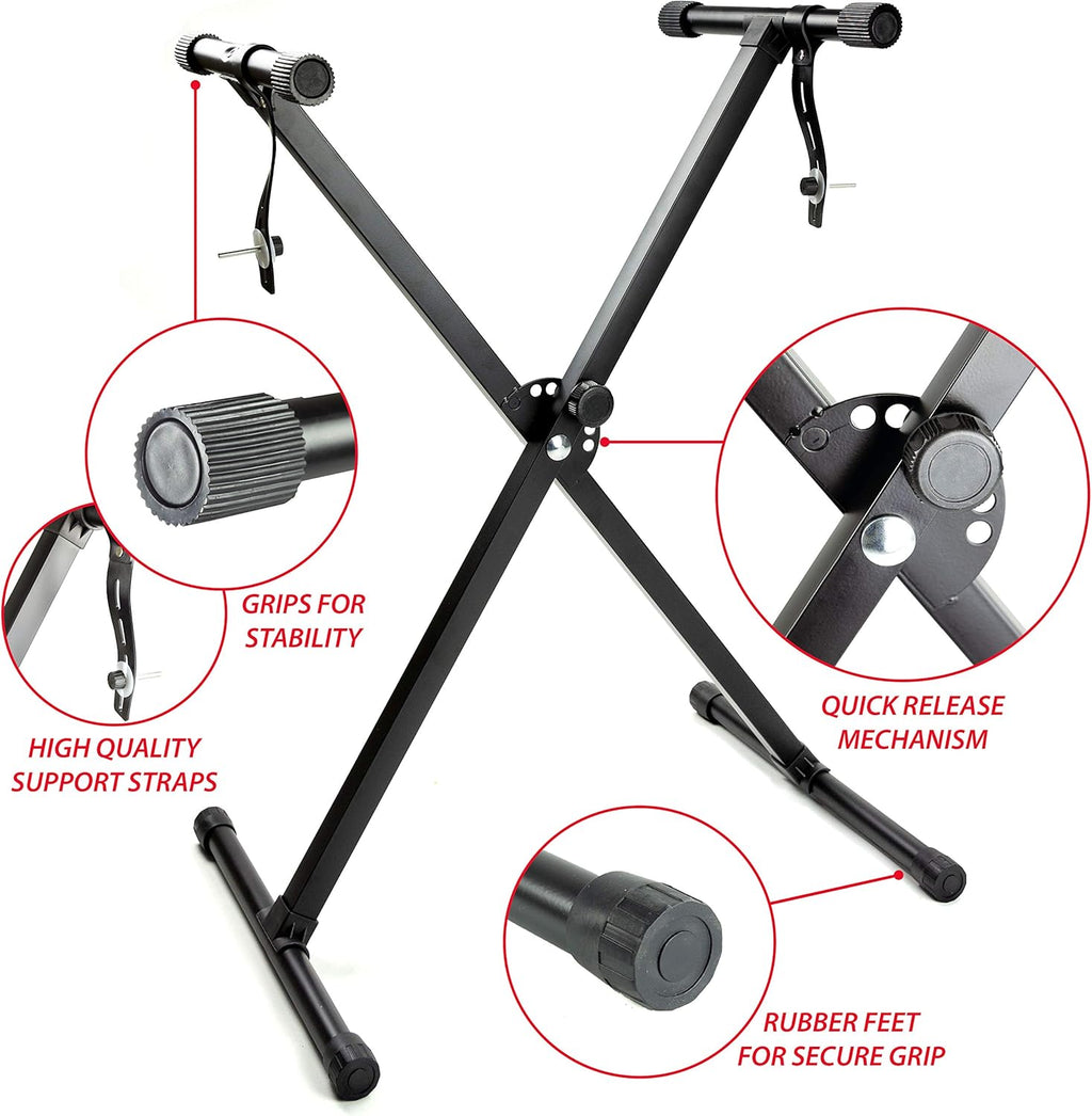 61 Key Keyboard Piano Stand with Pitch Bend Kit, Piano Bench, Headphones, Keynote Stickers X167369