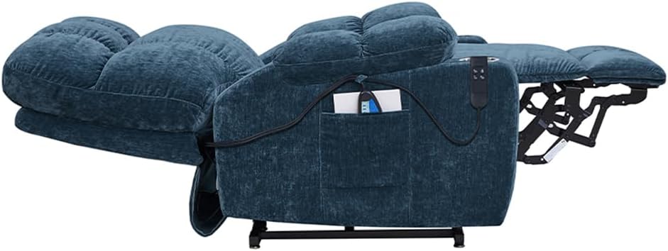 Blue Dual Motor Power Lift Recliner Chair with Remote Control Massage and Heat Cup Holder H384222