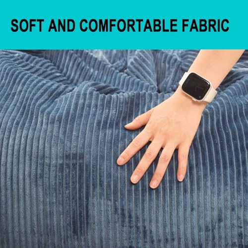 3Ft Faux Fur Memory Foam Bean Bag Chair Blue T9285