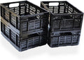 4-Pack Plastic Foldable Storage Crates, 20L, Black K2072