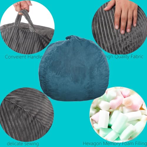 3Ft Faux Fur Memory Foam Bean Bag Chair Blue T9285
