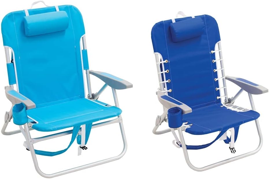 Turquoise & Light Blue Folding Backpack Beach Chair P4436