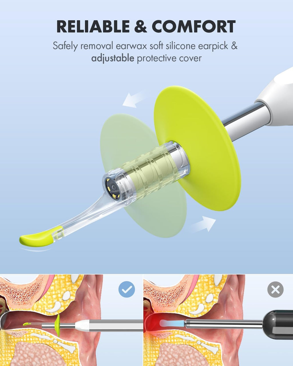 HD Ultra Clear View Ear Wax Removal Tool Otoscope with Ear Spoon T439