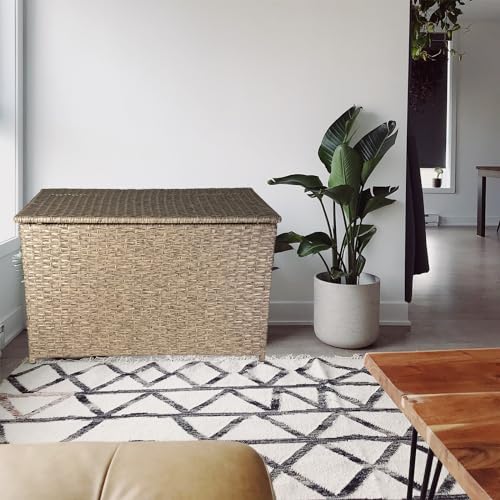 Rustic Brown Handwoven Wicker Storage Trunk, 42.3 Gallon P717236