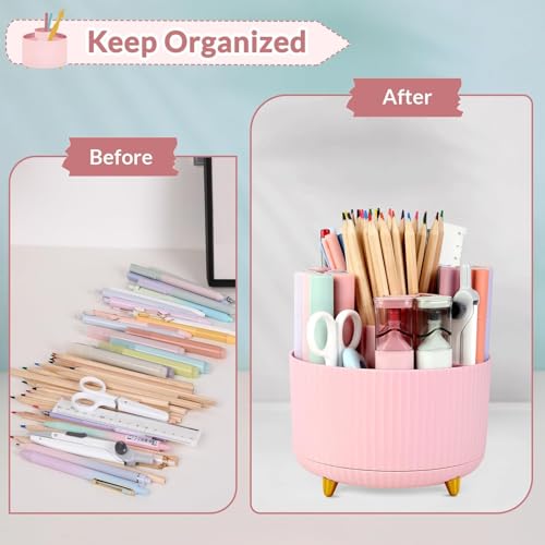 360 Degree Rotating Desk Organizer with 5 Slots (Bean Green) L9009