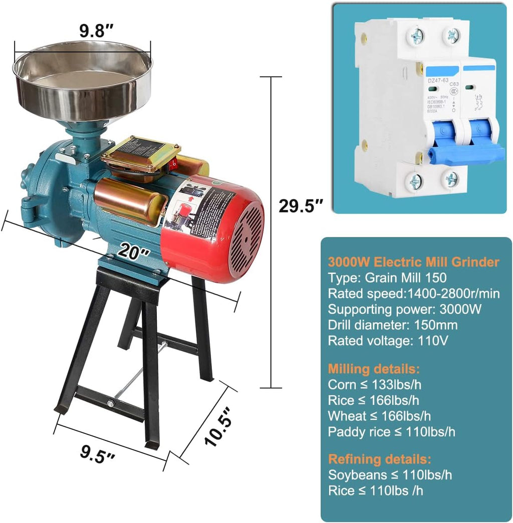 3000W Electric Corn Grinder Grain Mill D939630