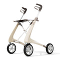 Carbon Ultralight Rollator Walker with Organizer Bag, Regular Track, 16.5" x 24" Seat, Oyster White J7553