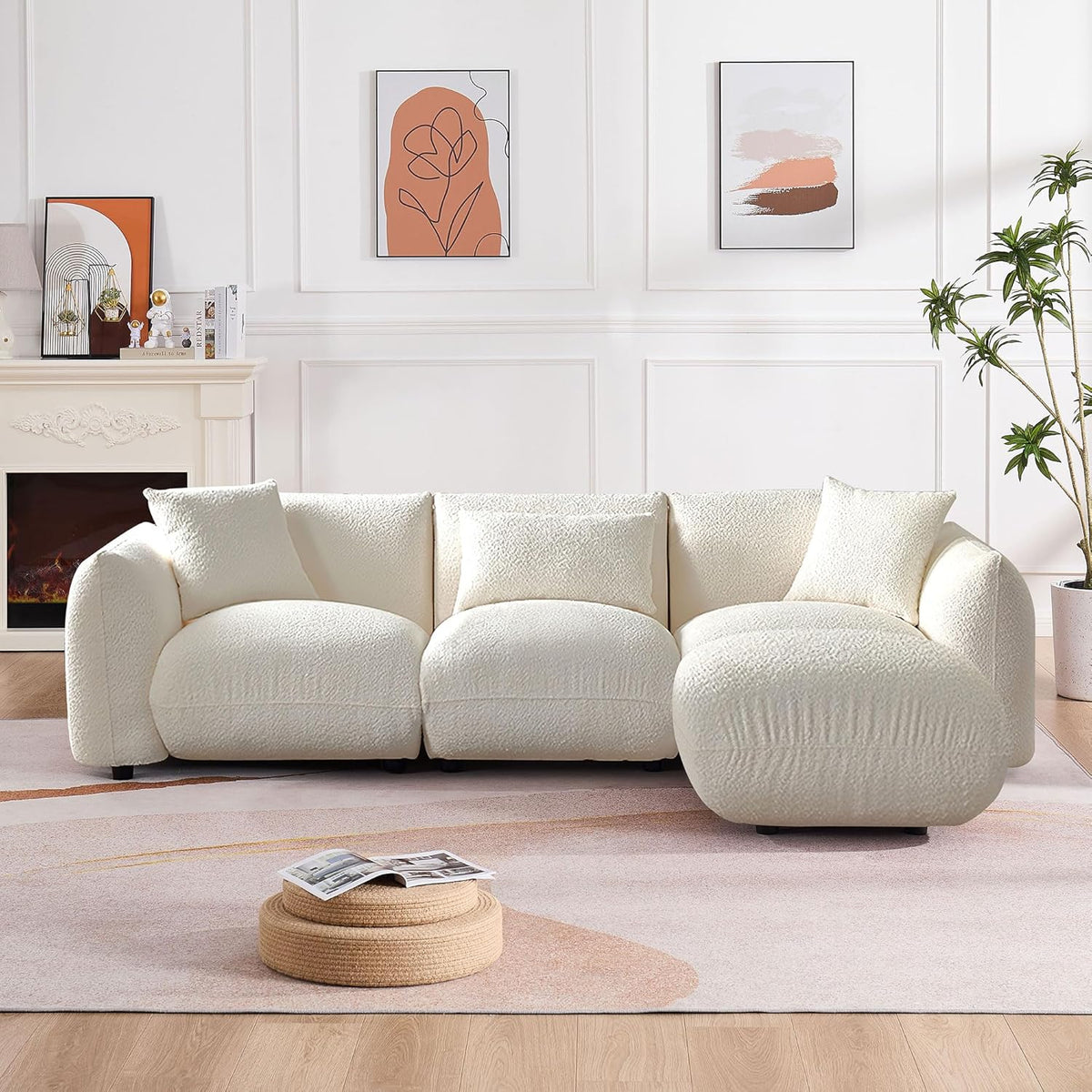 Beige Sectional Sofa with Moveable Ottoman K227653
