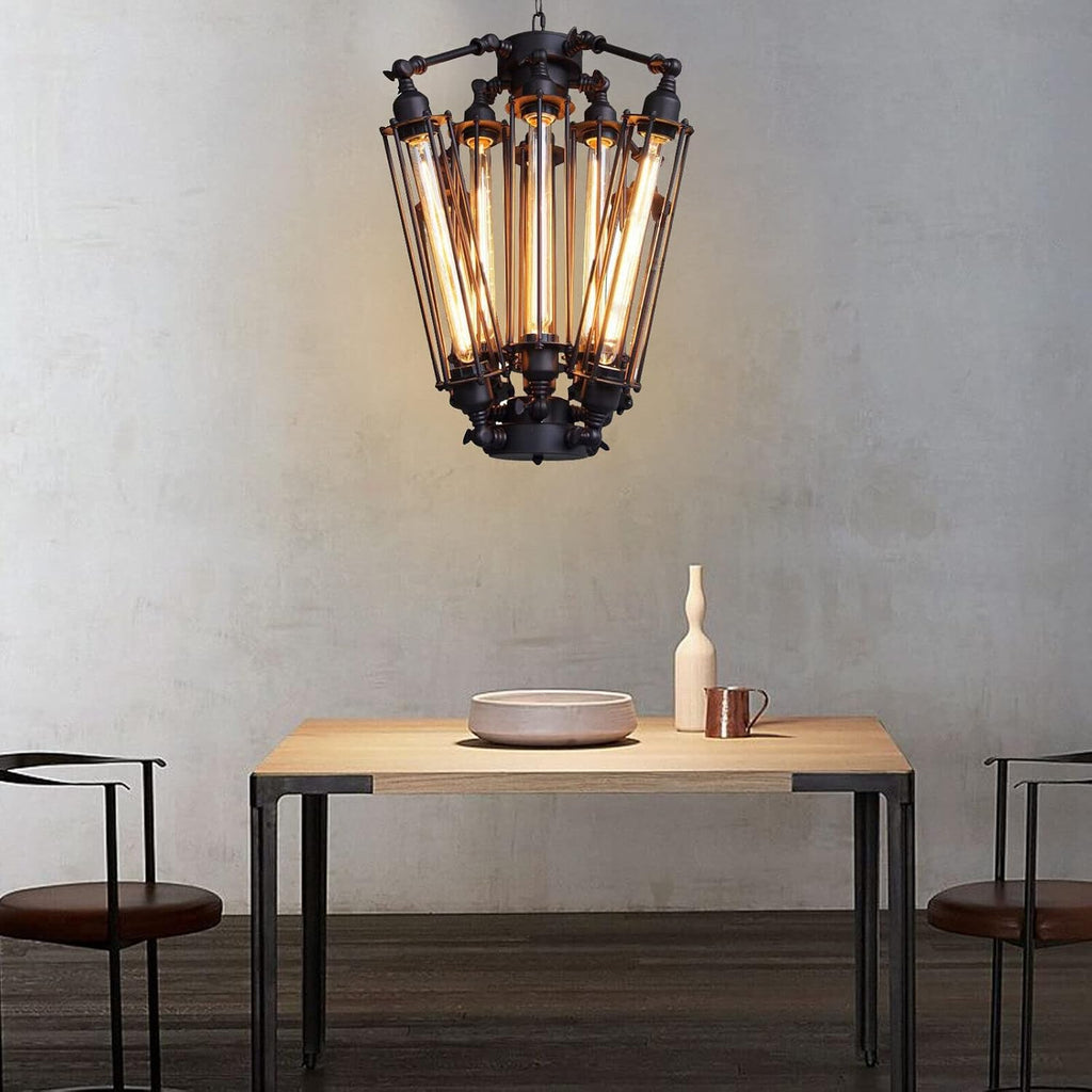 8-Lights Industrial Metal Pendant Chandelier H734