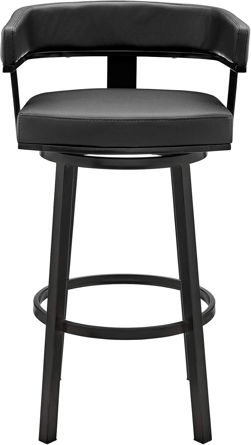 Black Faux Leather Bar Height Swivel Bar Stool G974