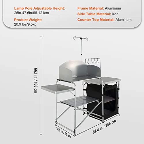 Brown Aluminum Folding Camping Kitchen Table with Storage Carrying Bag B147501
