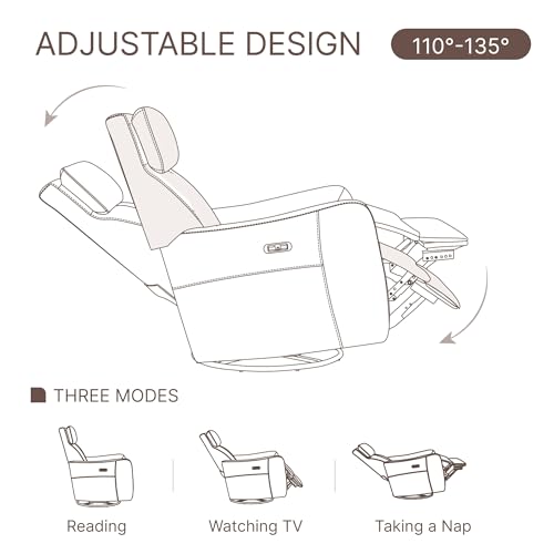 Terracotta Brown Power Leather Swivel Rocker Recliner Sofa K544988