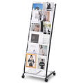6-Tier Floor Standing Magazine Display Rack with 4 Wheels, 6 Pockets E7649