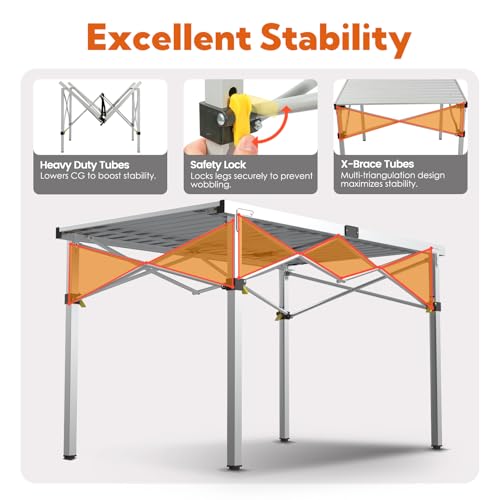 Natural Aluminum Roll-Up Camping Table with Carry Bag R390365