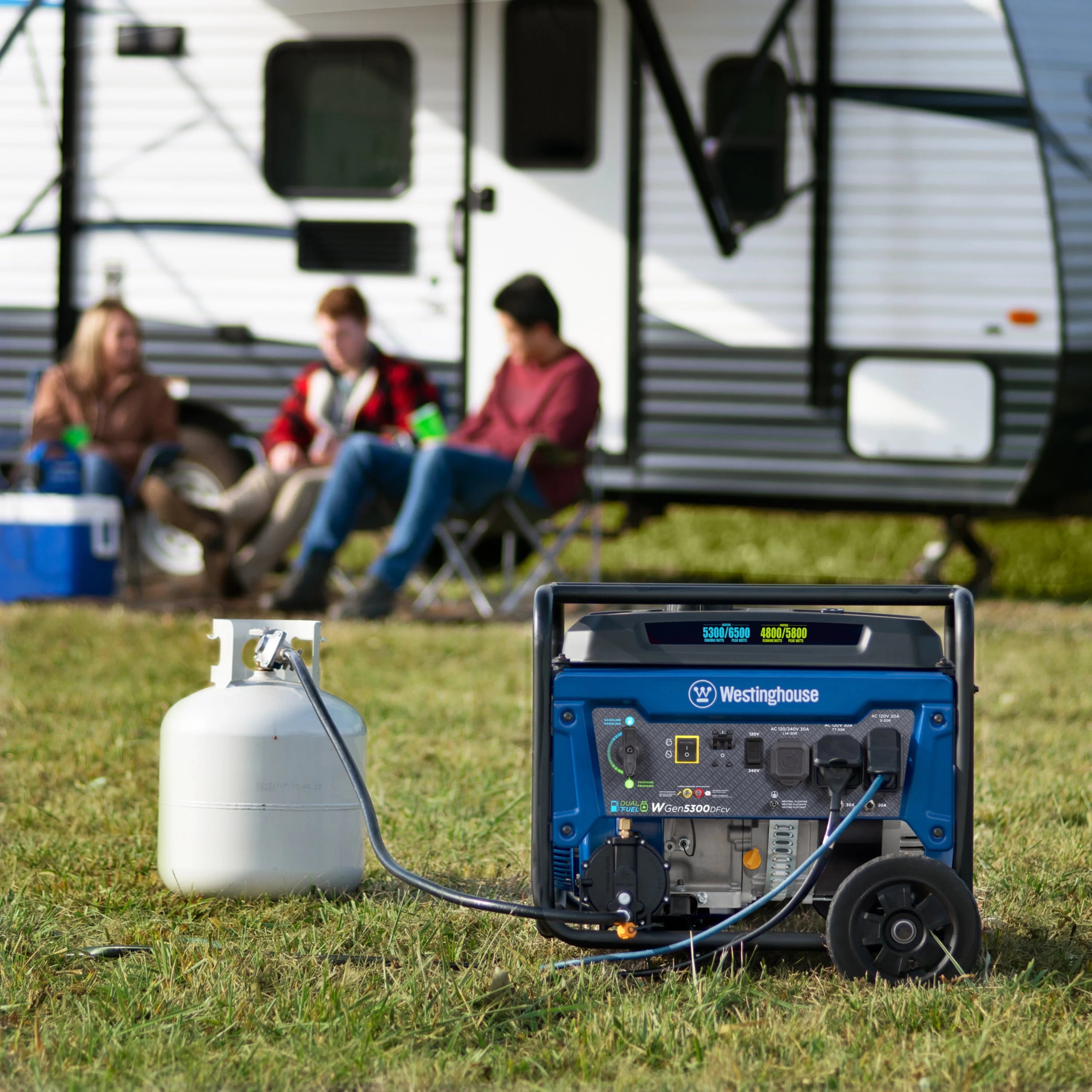 6500 Peak Watt Dual Fuel Portable Generator with CO Sensor and Wheel Kit F41062