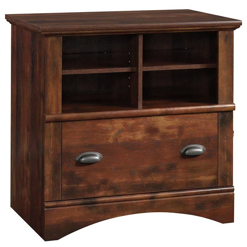 2 Piece Computer Desk with Hutch and File Cabinet Set in Cherry J2759